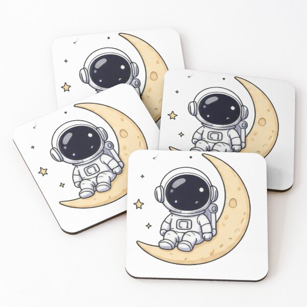 Item preview, Astronaut sitting on a crescent moon - Kawaii space design designed and sold by Gael2026.
