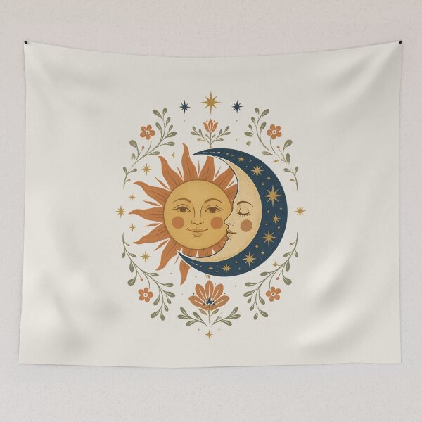 Item preview, Celestial Sun and Moon Vintage Folk Art designed and sold by VINTAGE BY LAMBERTINY .
