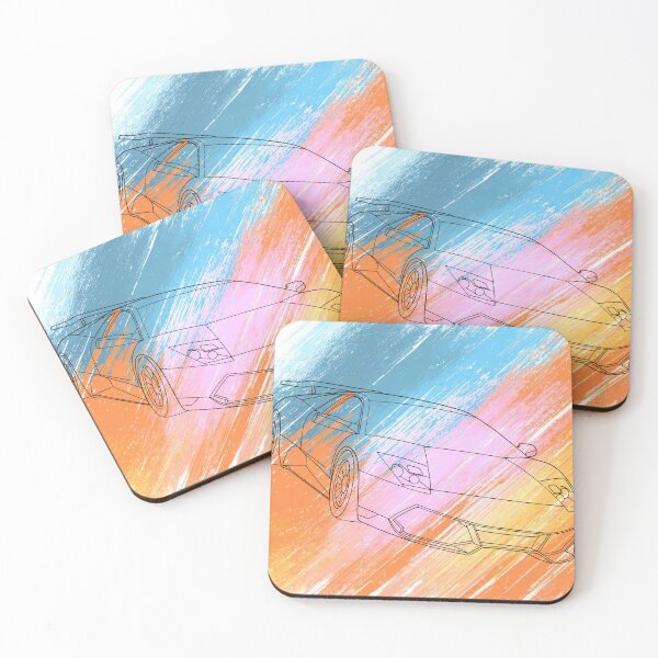 Item preview, Murcielago Artistic Contour Sketch on Abstract Brush Strokes designed and sold by V8Green.