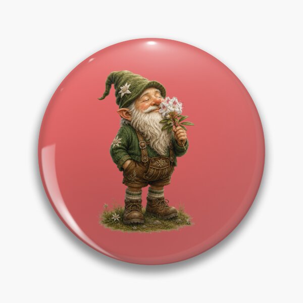 Item preview, Alpine Flower Lover Gnome – Peaceful Bavarian Vintage Nature Design designed and sold by Alpine-Ink.
