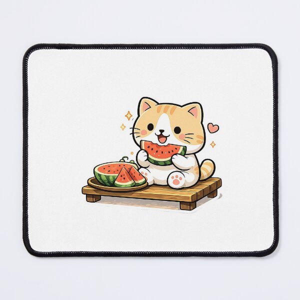 Item preview, Cute Watermelon Cat Kawaii Summer Fruit Ginger Kitty Illustration designed and sold by NoopnyangStudio.