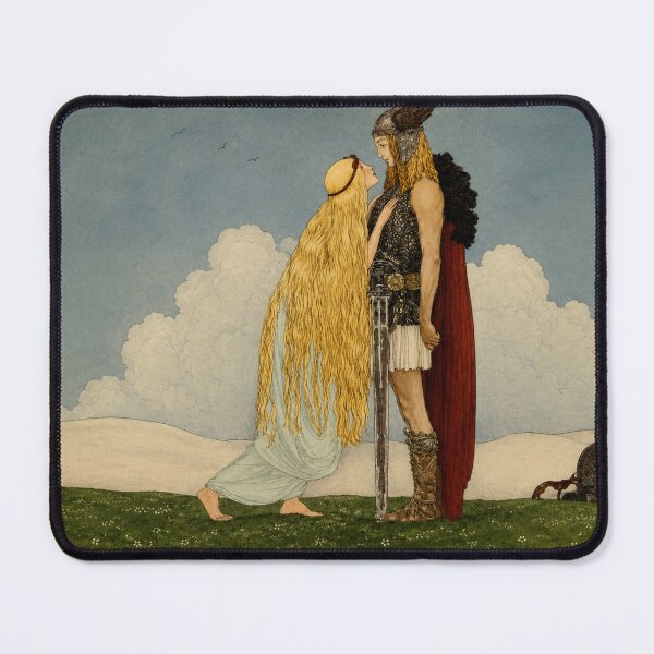 Item preview, Freyja and Svipdag by John Bauer - Norse Mythology Vintage Illustration Romantic Couple Wall Art designed and sold by RickE.