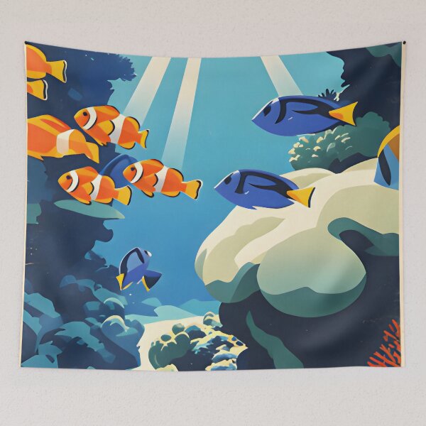 Item preview, Krabi Coral Reef Symphony – Vintage Marine Poster designed and sold by Spirit of Siam.