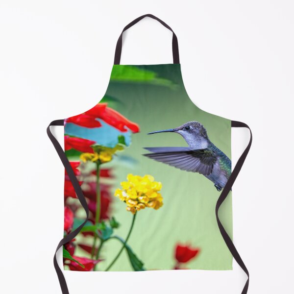 Item preview, Hummingbird hovers by red flowers designed and sold by Craig Sterken.