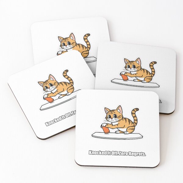 Item preview, Tabby Cat - Knocked It Off Zero Regrets - Funny Cat Gift designed and sold by pawdrops.