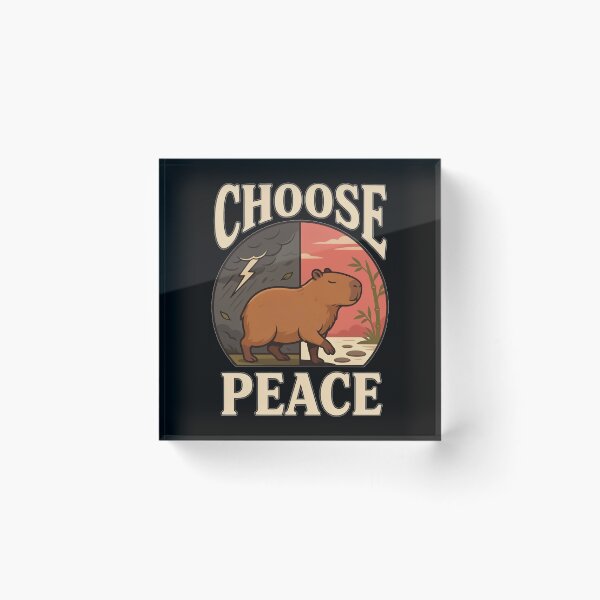 Item preview, Choose Peace Capybara – Vintage Stoic Nature Design designed and sold by No Excuses Supply.