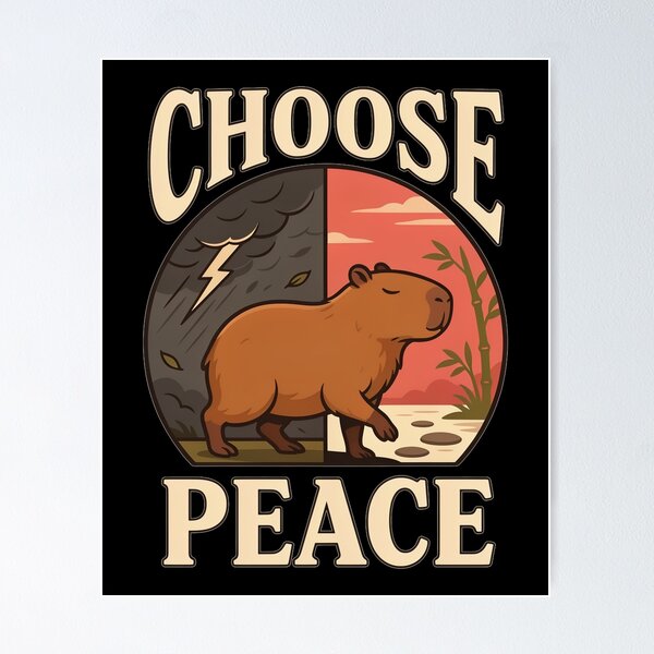 Item preview, Choose Peace Capybara – Vintage Stoic Nature Design designed and sold by No Excuses Supply.