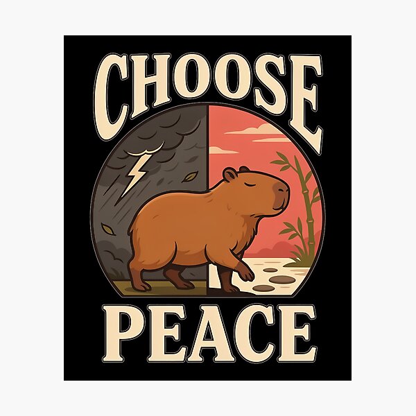 Artikelvorschau, Wähle Frieden Capybara – Vintage Stoic Nature Design entworfen und verkauft von No Excuses Supply.