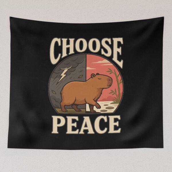 Item preview, Choose Peace Capybara – Vintage Stoic Nature Design designed and sold by No Excuses Supply.