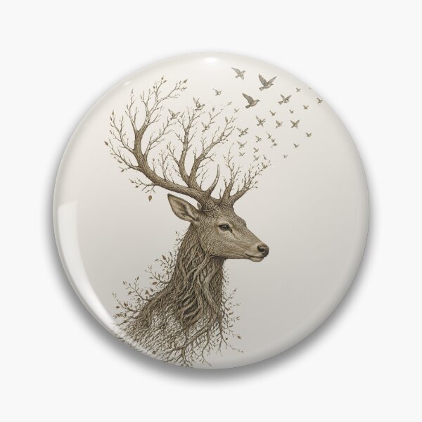 Item preview, Surreal Deer Roots and Birds Transformation Art designed and sold by VINTAGE BY LAMBERTINY .