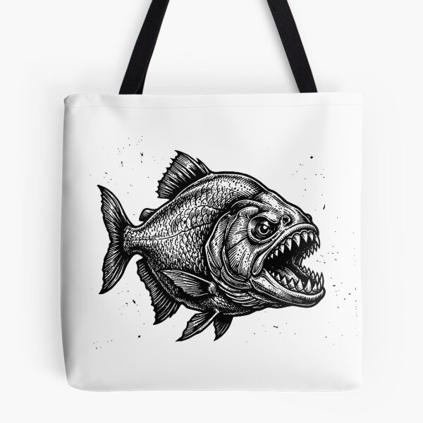 Item preview, Vintage Woodcut Piranha Illustration designed and sold by DuckOddity.