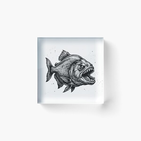 Item preview, Vintage Woodcut Piranha Illustration designed and sold by DuckOddity.