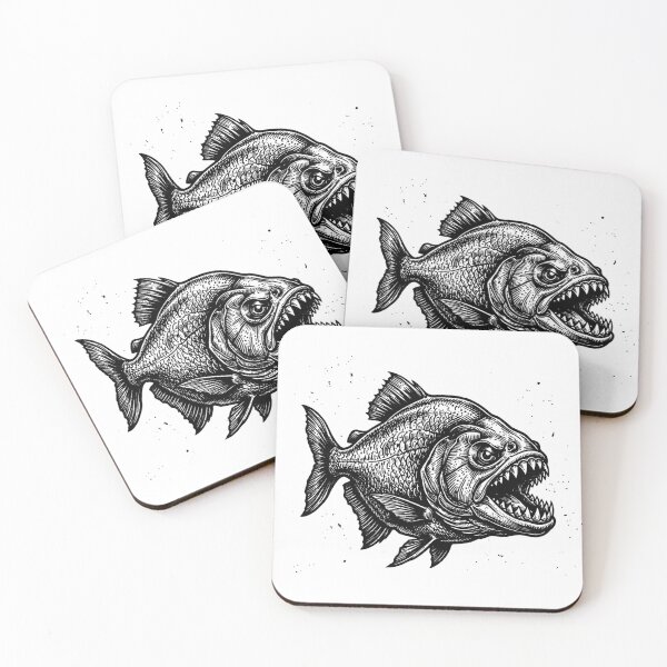 Item preview, Vintage Woodcut Piranha Illustration designed and sold by DuckOddity.