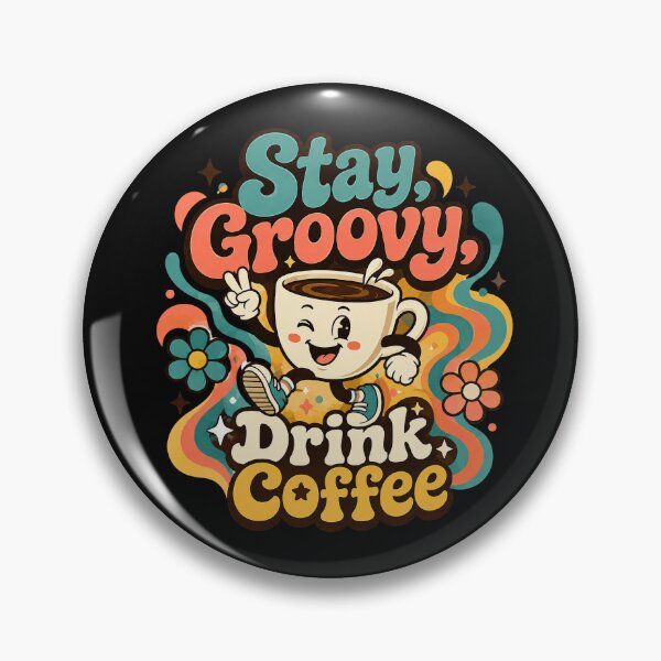 Item preview, Groovy Coffee Vibes Cute Retro Coffee Cup Design  designed and sold by Sketchlegacy.
