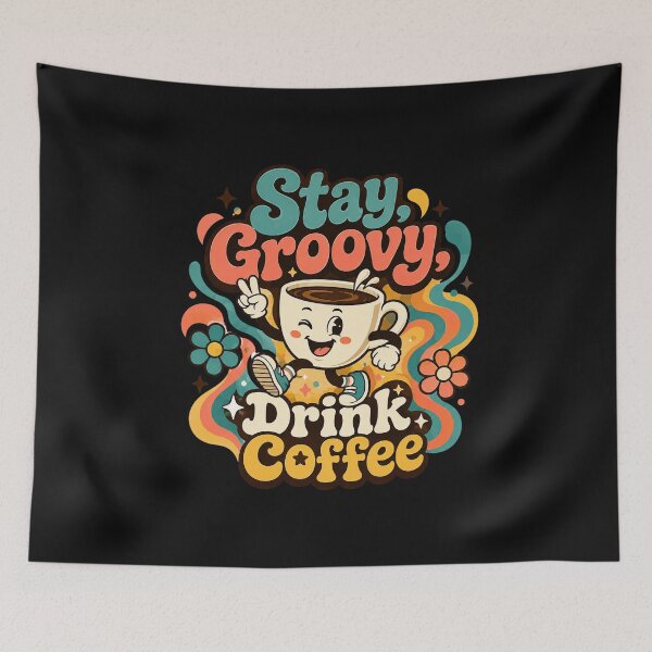 Item preview, Groovy Coffee Vibes Cute Retro Coffee Cup Design  designed and sold by Sketchlegacy.