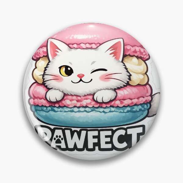 Item preview, White Cat Macaron Cute Surreal Cat Dessert Illustration designed and sold by ArtPrintPov.