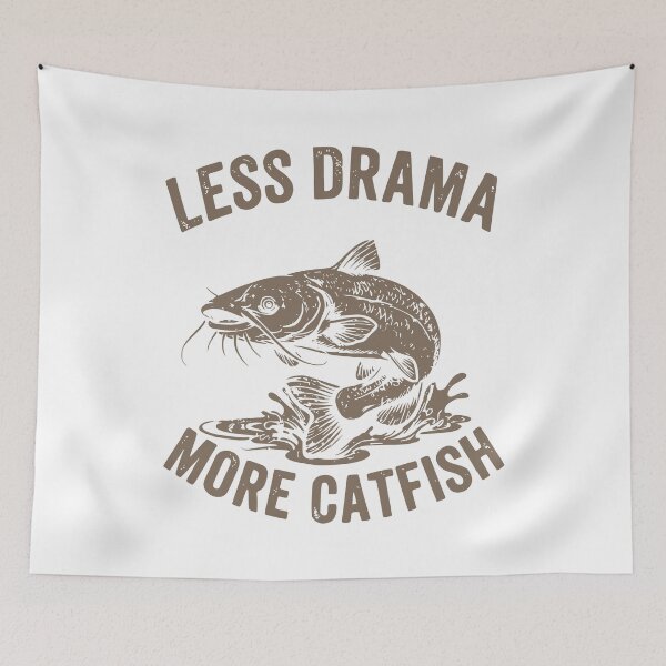 Item preview, Less Drama More Catfish Funny Retro Fishing designed and sold by PrintAtelier.