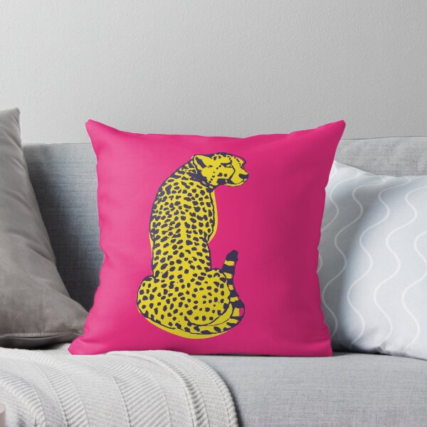 Item preview, Yellow Cheetah Cat on Bight Pink Background designed and sold by JosTees96.