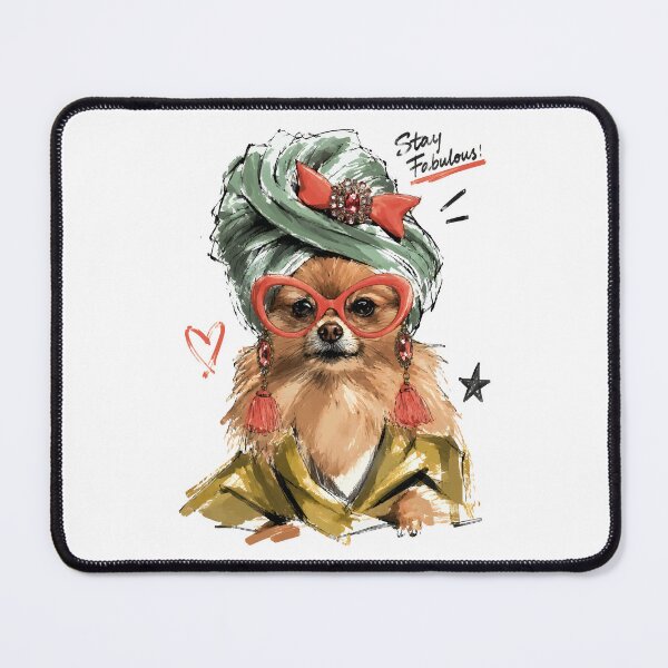 Item preview, Stay Fabulous Glam Pomeranian with Turban & Jewels – Hand-Drawn Art designed and sold by RamyGallery.