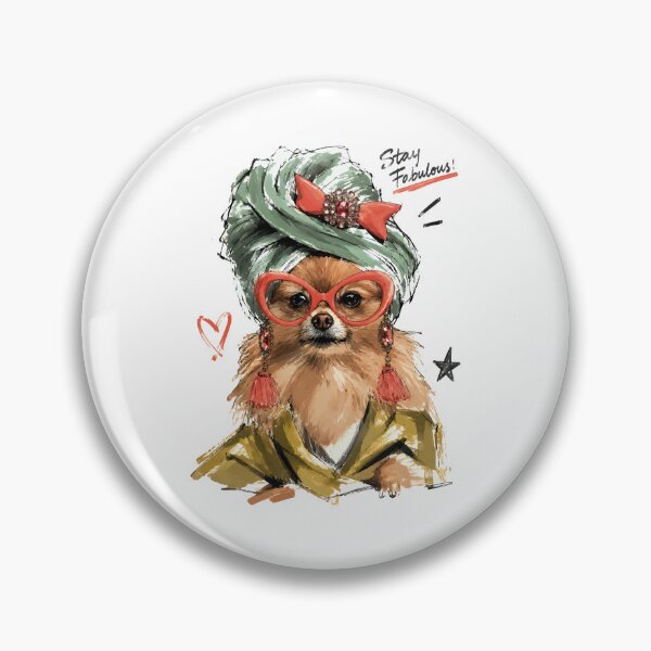 Item preview, Stay Fabulous Glam Pomeranian with Turban & Jewels – Hand-Drawn Art designed and sold by RamyGallery.
