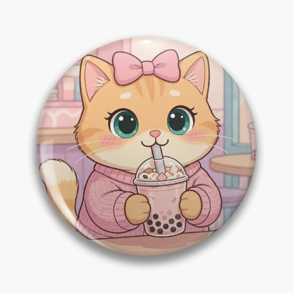 Item preview, Cute Cat Drinking Bubble Tea designed and sold by Moody Vibes Studio.