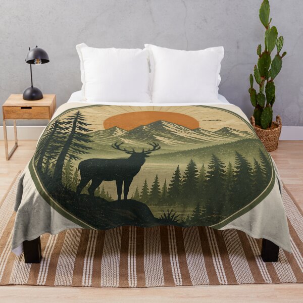 Item preview, Mountain Dawn Deer Vintage Outdoor Emblem designed and sold by VINTAGE BY LAMBERTINY .