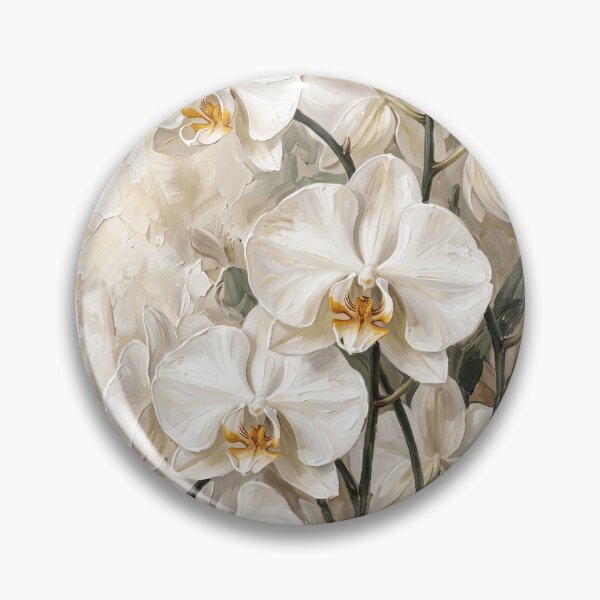 Item preview, Luminous Orchid Whispers - White Orchid Oil Painting Wall Art Print designed and sold by PickyAura.