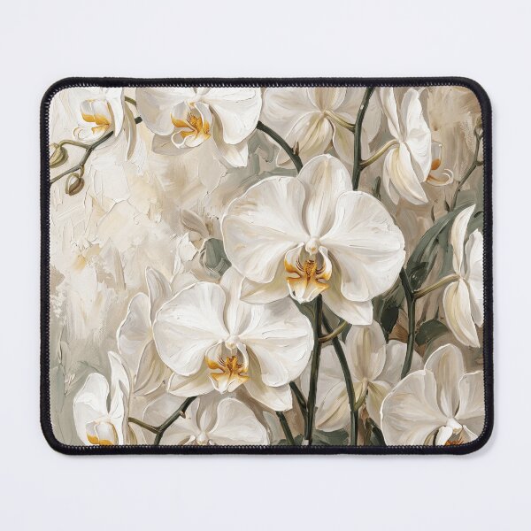 Item preview, Luminous Orchid Whispers - White Orchid Oil Painting Wall Art Print designed and sold by PickyAura.