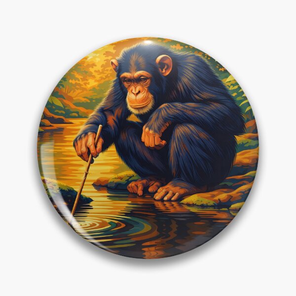 Item preview, Chimpanzee Retro Style Digital Animal Art designed and sold by kakarikihill.
