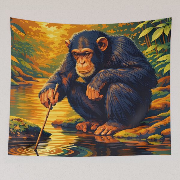 Item preview, Chimpanzee Retro Style Digital Animal Art designed and sold by kakarikihill.