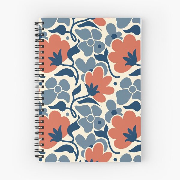 Item preview, Retro floral seamless pattern with coral and blue flowers designed and sold by Rue Market.