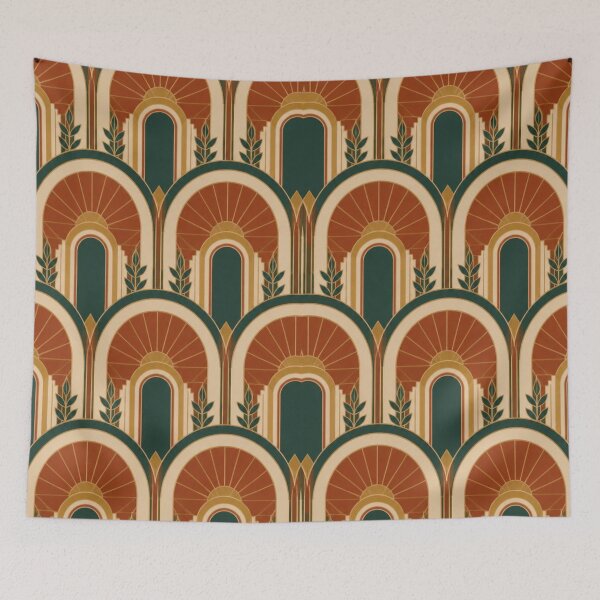 Item preview, Art Deco Botanical Arch Seamless Pattern designed and sold by VINTAGE BY LAMBERTINY .