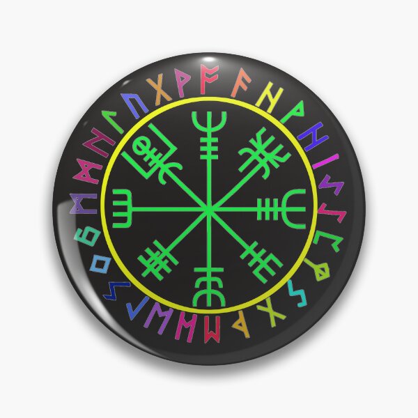 Item preview, Vegvísir Icelandic Wayfinder Symbol with runes rainbow designed and sold by shorethings.