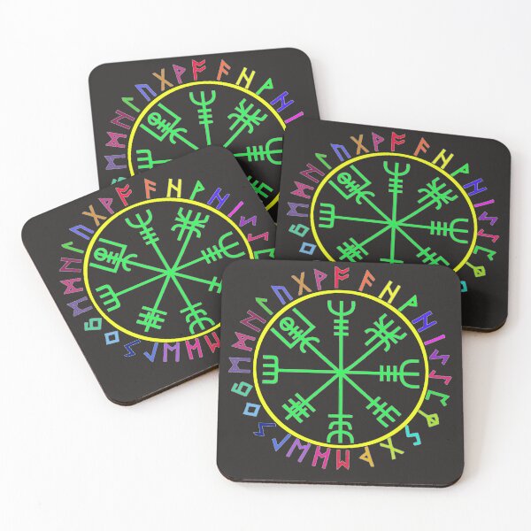 Item preview, Vegvísir Icelandic Wayfinder Symbol with runes rainbow designed and sold by shorethings.