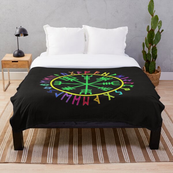 Artikelvorschau, Vegvísir, isländisches Wegweisersymbol mit Runen in Regenbogenfarben entworfen und verkauft von shorethings.