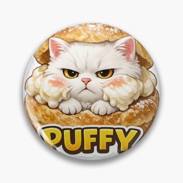 Item preview, White Cat Cream Puff Cute Surreal Dessert Cat Illustration designed and sold by ArtPrintPov.