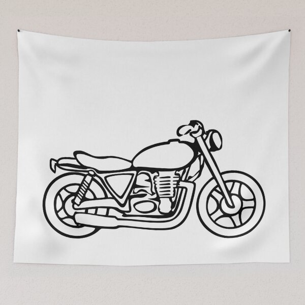 Item preview, Classic Style Motorbike Black & White Line Drawing designed and sold by Adamo-illustration.