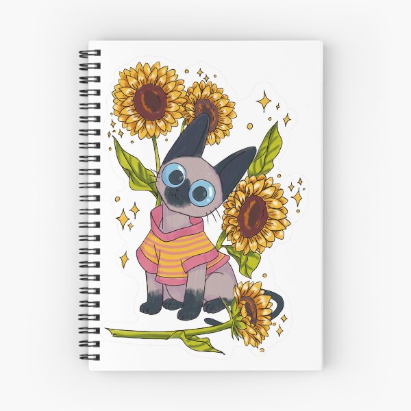 Item preview, Cute Siamese Kitten in Striped Outfit & Sunflowers designed and sold by Lennapetersen.