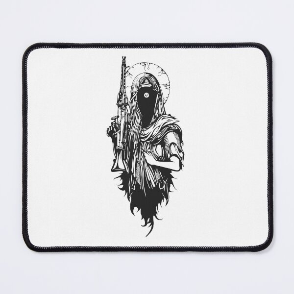 Item preview, Gothic Saint with Rifle - Dark Military Streetwear Art designed and sold by DMITRYEH STUDIO.