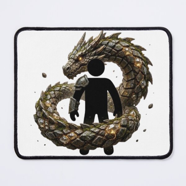 Item preview, Earth Stone Dragon Guardian - Black Silhouette Stickman Fantasy Art designed and sold by Interactive-Art.