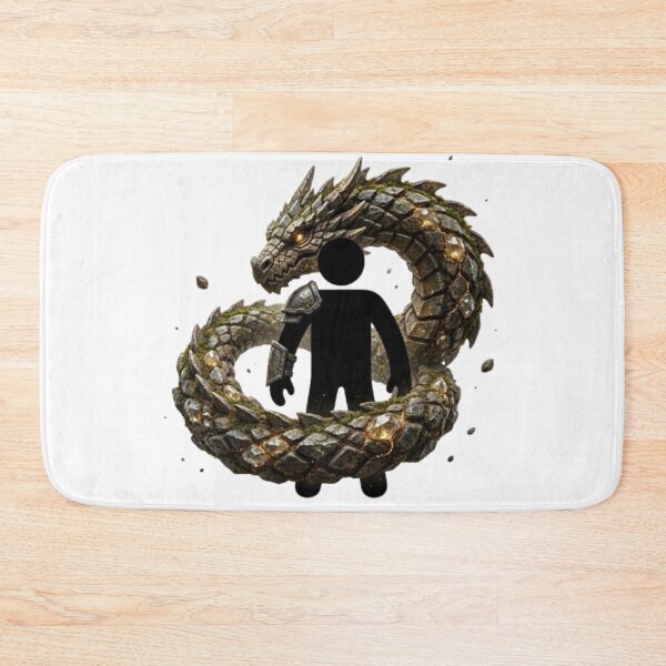 Item preview, Earth Stone Dragon Guardian - Black Silhouette Stickman Fantasy Art designed and sold by Interactive-Art.