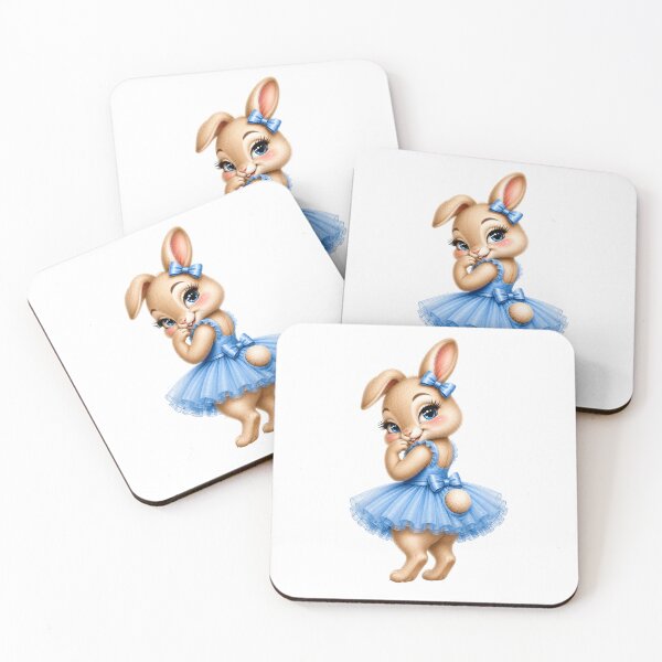Item preview, Cute Blue Tutu Bunny Ballerina Rabbit Kawaii Animal Illustration designed and sold by RoPrincess.