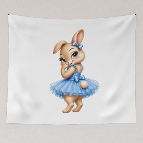 Item preview, Cute Blue Tutu Bunny Ballerina Rabbit Kawaii Animal Illustration designed and sold by RoPrincess.