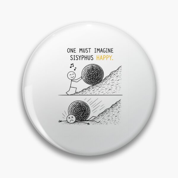 Item preview, One Must Imagine Sisyphus Happy – Funny Existential Philosophy Stick Figure T-Shirt designed and sold by OkKafka.