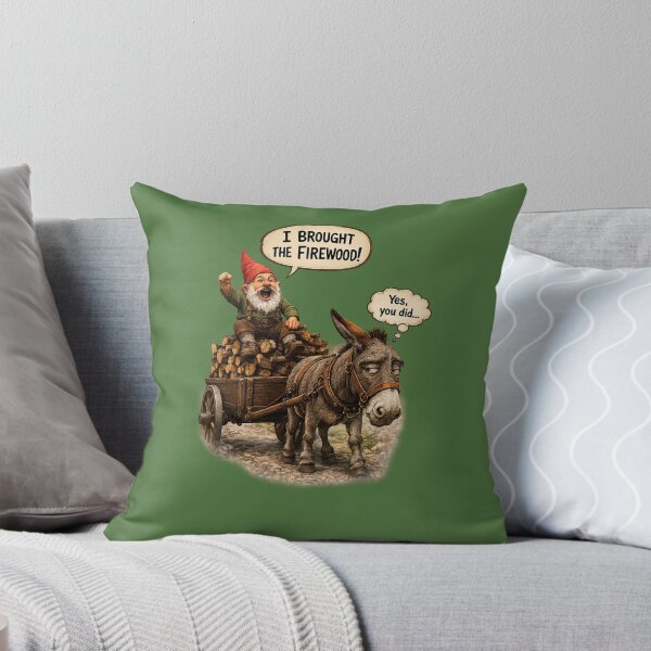 Item preview, I Brought the Firewood! Funny Gnome and Donkey Cartoon designed and sold by Alpine-Ink.