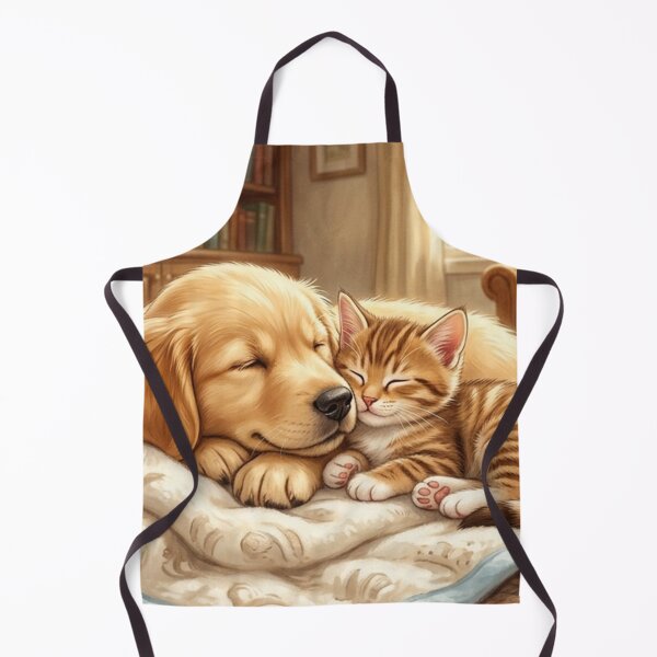 Item preview, Cozy Afternoon Nap - Cute Golden Retriever Puppy and Tabby Kitten designed and sold by StellarPro.