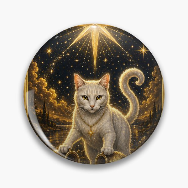 Item preview, Cat Tarot Card "The Star" - Vintage Golden Style designed and sold by thirtyonestars.