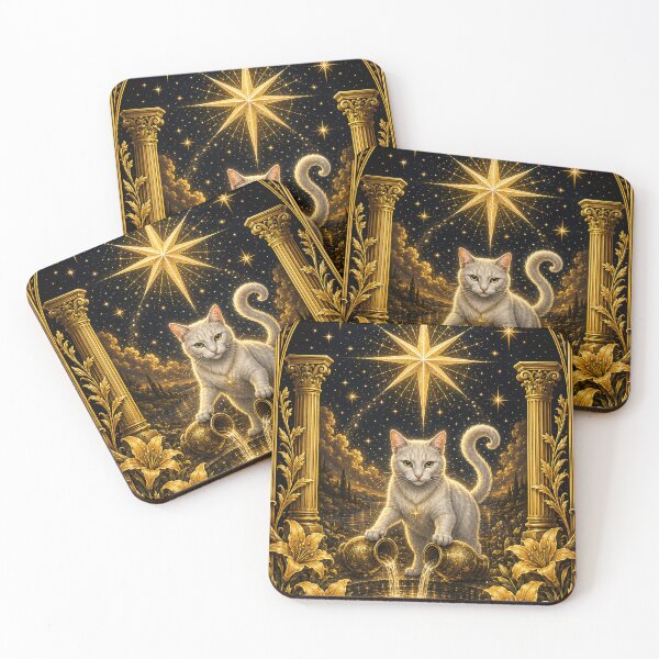 Item preview, Cat Tarot Card "The Star" - Vintage Golden Style designed and sold by thirtyonestars.