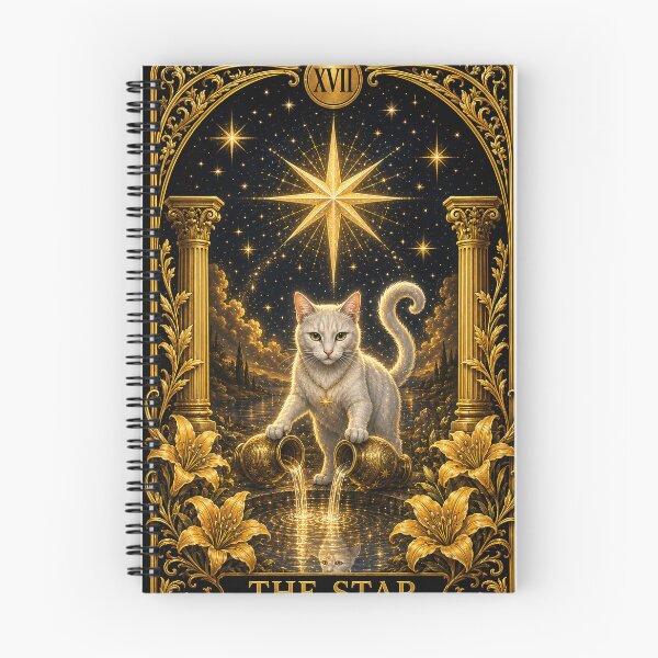 Item preview, Cat Tarot Card "The Star" - Vintage Golden Style designed and sold by thirtyonestars.