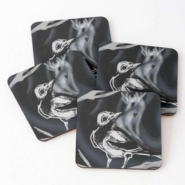 Item preview, Black and White Bird with Ghost Deer designed and sold by Diyxan.